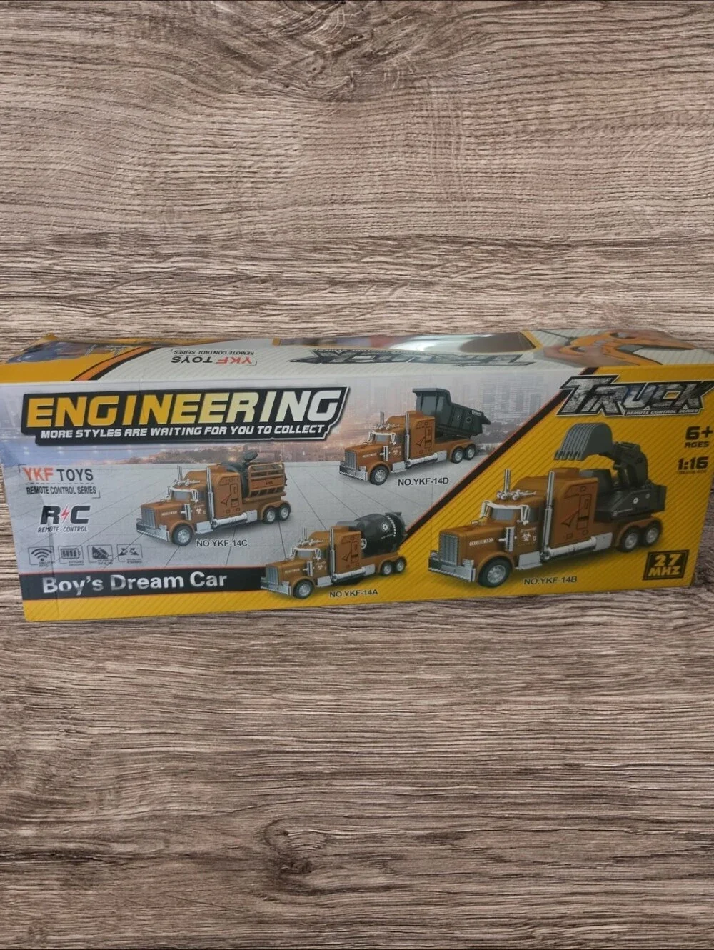 Remote Control Engineering Cement Truck Toy in Yellow and Black